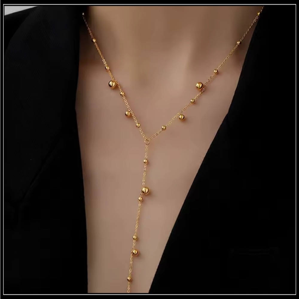 Clearance! NEW GOLD Y LARIAT BEAD DROP NECKLACE